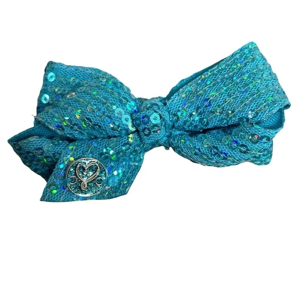 4/$25 JoJo Siwa Blue Sparkle Sequin Double Bow Headband